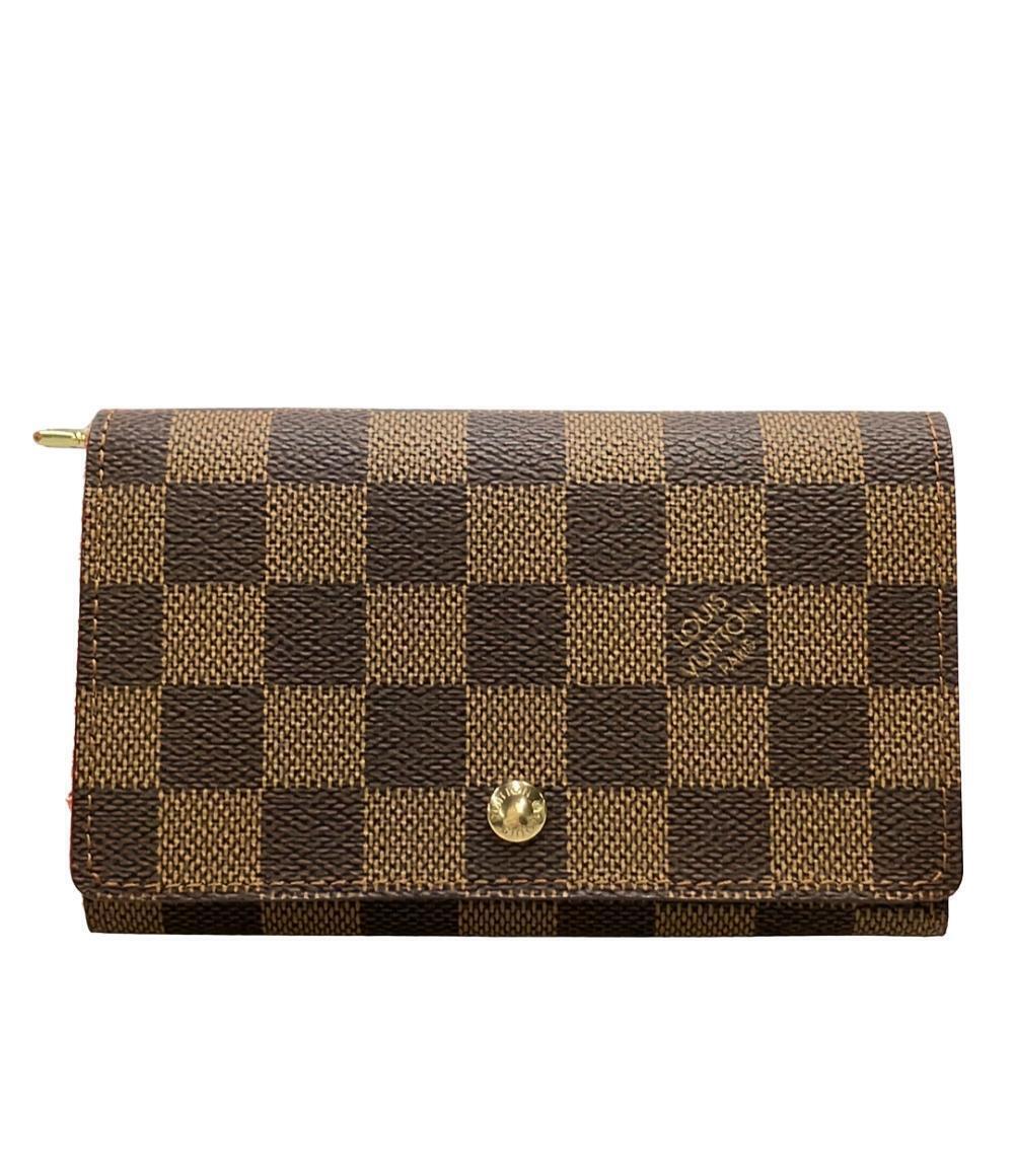 Louis Vuitton Bifold Wallet Coin Purse Billet Damier Canvas Leather Ebene Brown